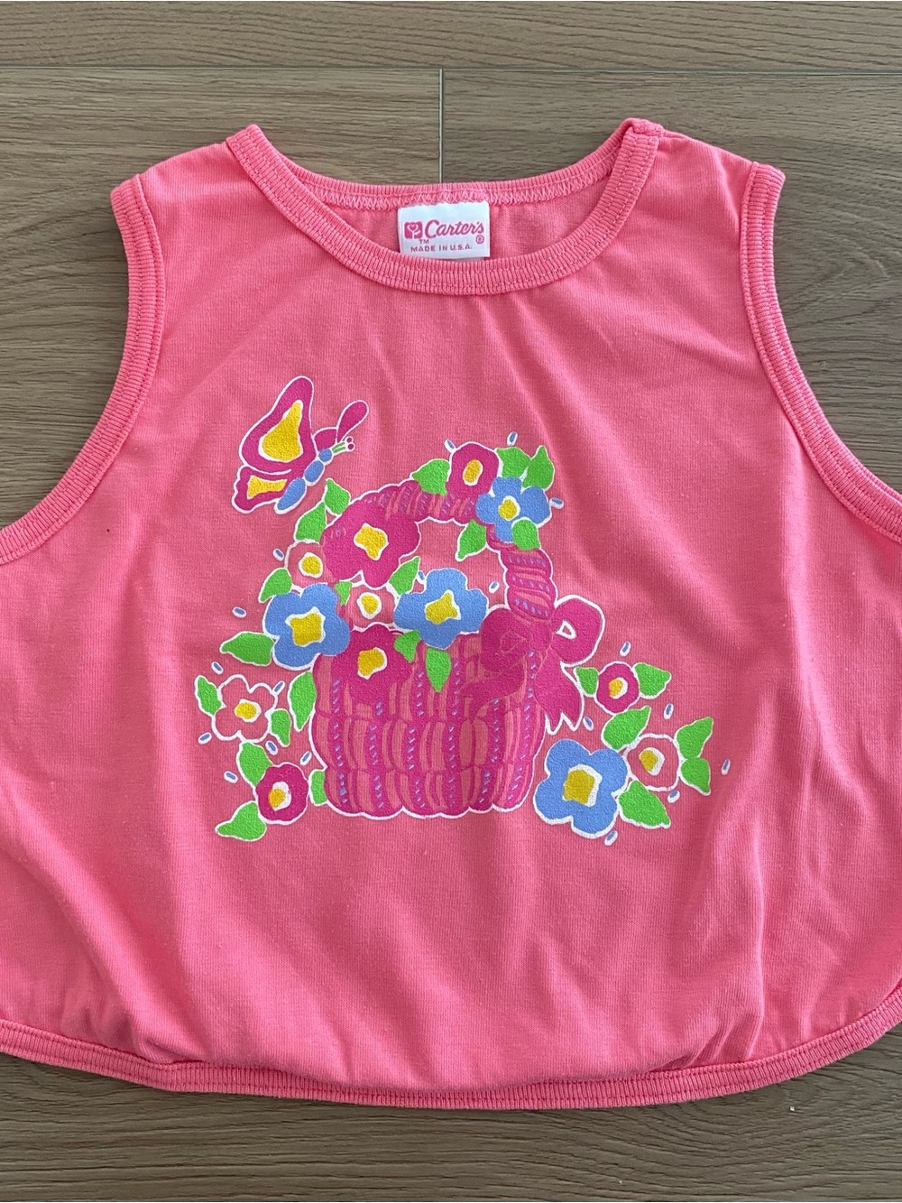VTG)Carter's Made in USA Pink Crop Tee Girl’s Size 7